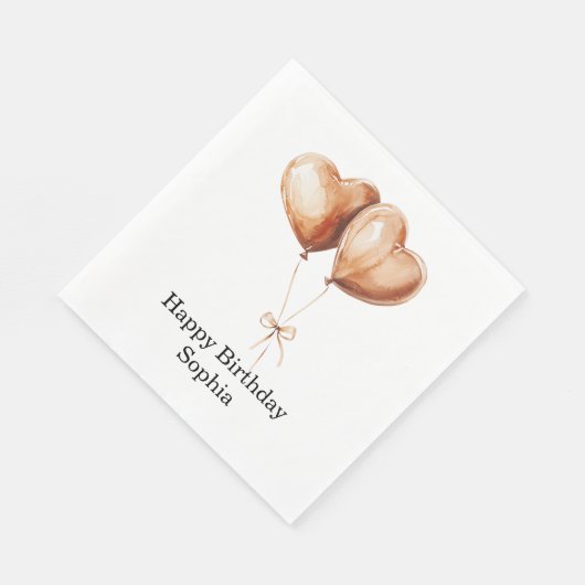 Serviette En Papier Caramel Heart Balloons Birthday (Coin)