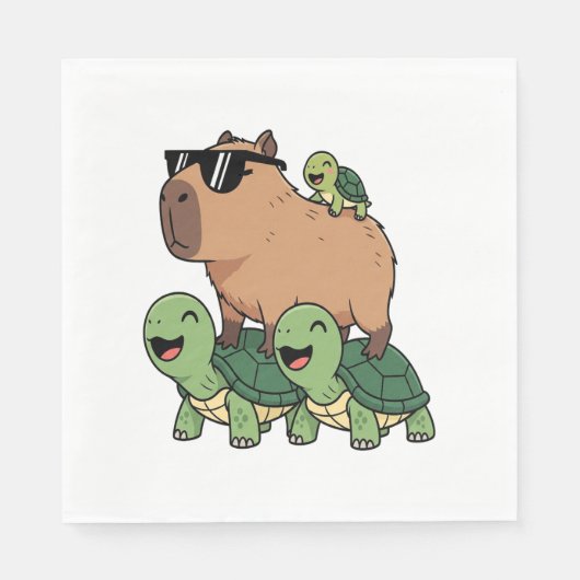 Serviette En Papier Caravane de tortue Capybara, Funny Capybara (Devant)
