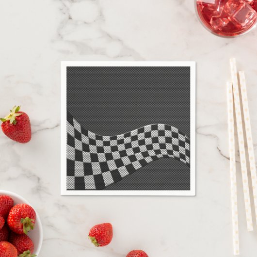 Serviette En Papier Carbone Fiber Style Racing Drapeau Checkers Vague  (En situation)