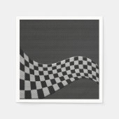 Serviette En Papier Carbone Fiber Style Racing Drapeau Checkers Vague  (Devant)