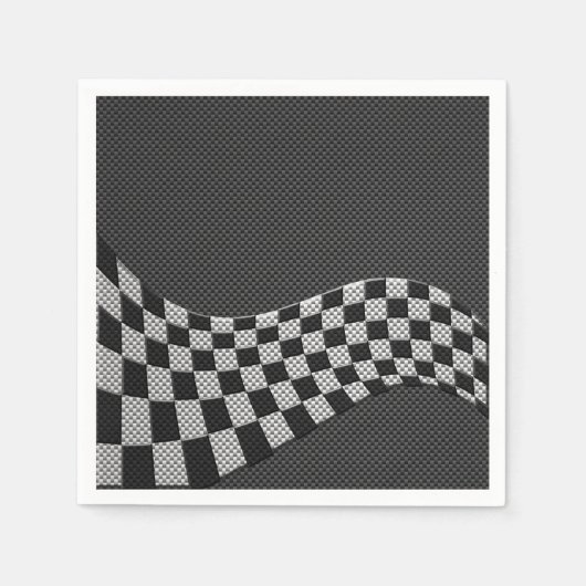 Serviette En Papier Carbone Fiber Style Racing Drapeau Checkers Vague (Devant)