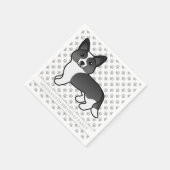 Serviette En Papier Cardigan noir et blanc Gallois Corgi Chien Anniver (Coin)