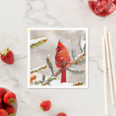 Serviette En Papier Cardinal dans un pin (En situation)
