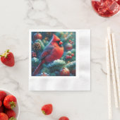 Serviette En Papier Cardinal de Noël/hiver (En situation)
