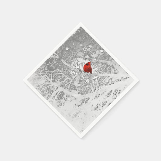 Serviette En Papier Cardinal en hiver (Coin)