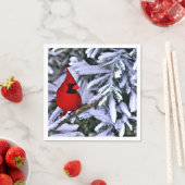 Serviette En Papier Cardinal rouge d'hiver (En situation)