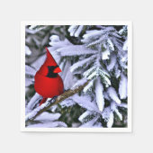 Serviette En Papier Cardinal rouge d'hiver (Devant)