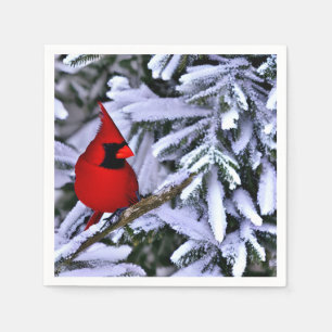 Serviette En Papier Cardinal rouge d'hiver