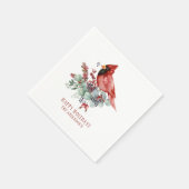 Serviette En Papier Cardinal Rouge Eucalyptus Baies rouges Noël (Coin)