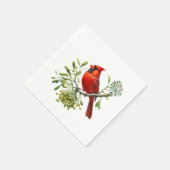 Serviette En Papier Cardinal rouge Fête Gui (Coin)