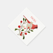 Serviette En Papier Cardinal rouge vif sur une branche de Berry (Coin)