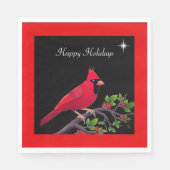 Serviette En Papier Cardinal sur les Fêtes Noires et Rouges (Devant)