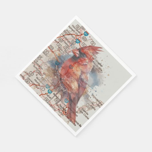 Serviette En Papier Cardinal sur Virginia Road Map (Coin)