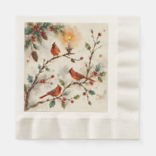 Serviette en papier Cardinals de Noël