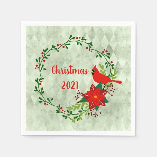 Serviette En Papier Cardinals Wreath Personnalisé (Devant)