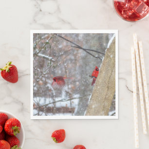 Serviette En Papier Cardinaux dans la neige