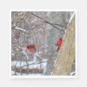 Serviette En Papier Cardinaux dans la neige (Devant)