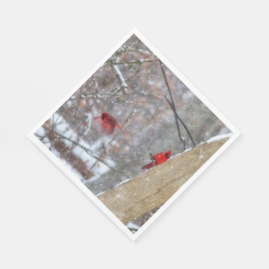 Serviette En Papier Cardinaux dans la neige (Coin)