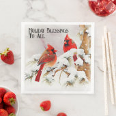 Serviette En Papier Cardinaux dans la neige et la scène de l'arbre À f (En situation)