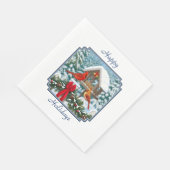 Serviette En Papier Cardinaux et nourriciers d'oiseaux de Noël (Coin)