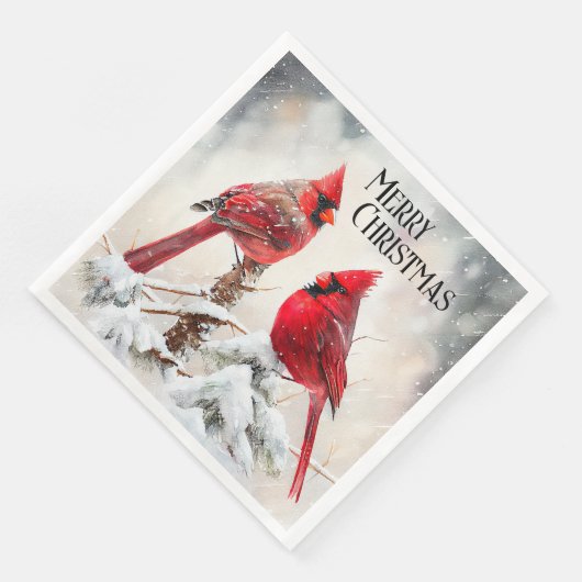 Serviette En Papier Cardinaux personnalisables en Scène d'hiver Noël (Coin)