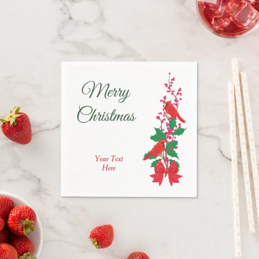 Serviette En Papier Cardinaux rouges à Noël saint (En situation)