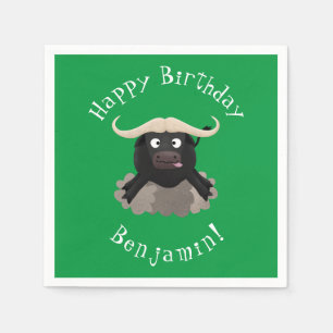 Serviette En Papier Caricature amusante de buffle d'eau courante