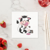 Serviette En Papier Caricature Bébé Vache Avec Sa Tête Préférée (En situation)