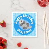 Serviette En Papier Caricature bleu loutre de mer joyeux (En situation)