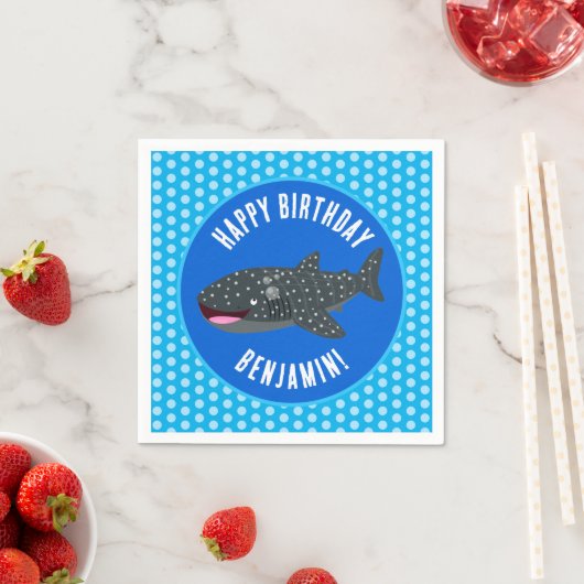 Serviette En Papier Caricature d'anniversaire pour le requin baleine p (En situation)