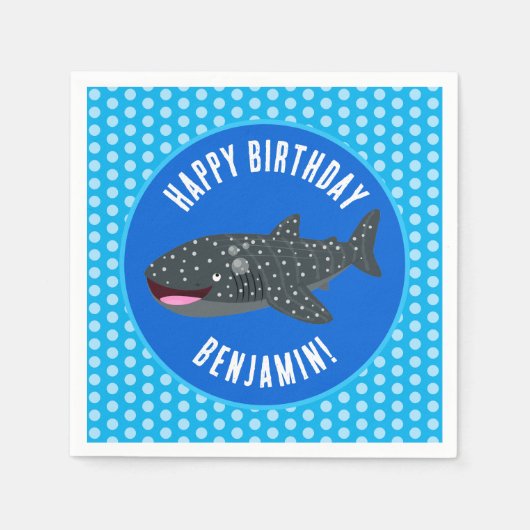 Serviette En Papier Caricature d'anniversaire pour le requin baleine p (Devant)