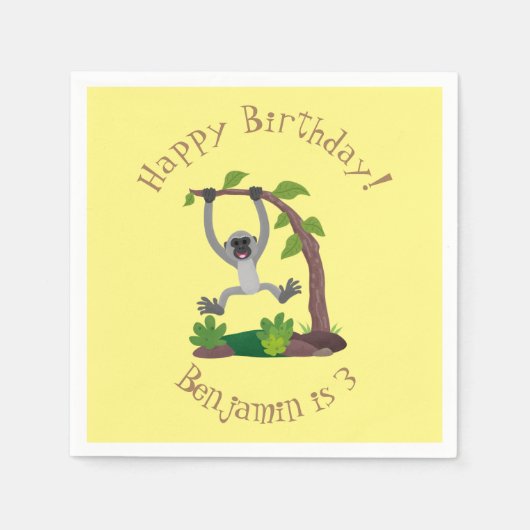 Serviette En Papier Caricature de bande de gibbon joyeux (Devant)