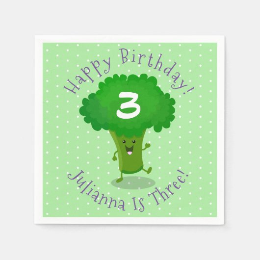 Serviette En Papier Caricature de brocoli dansant Cute kawaii (Devant)