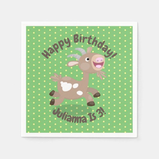 Serviette En Papier Caricature de chèvre billy joyeux (Devant)