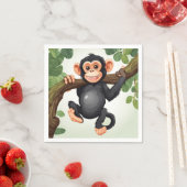 Serviette En Papier Caricature de chimpanzé fou mignon (En situation)