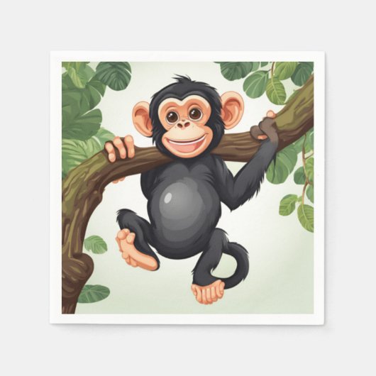 Serviette En Papier Caricature de chimpanzé fou mignon (Devant)