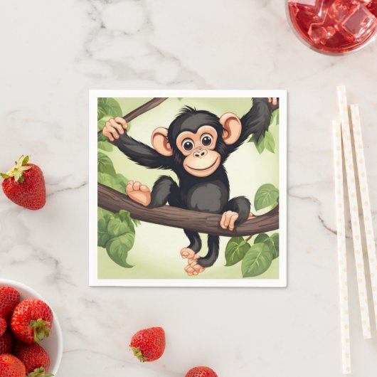 Serviette En Papier Caricature de chimpanzé fou mignon (En situation)