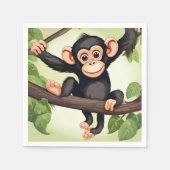 Serviette En Papier Caricature de chimpanzé fou mignon (Devant)