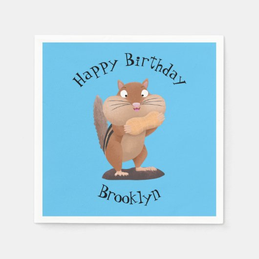 Serviette En Papier Caricature de chipmunk à grosses joues mignonnes (Devant)