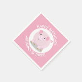 Serviette En Papier Caricature de cochon de poitrine mignonne annivers (Coin)