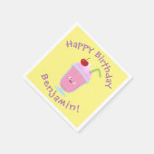 Serviette En Papier Caricature de crème glacée de fraise mignonne (Coin)