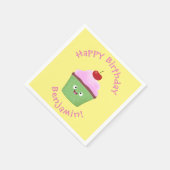 Serviette En Papier Caricature de cupcake joyeux (Coin)
