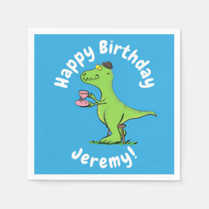 Serviette En Papier Caricature de dinosaure vert t rex