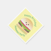 Serviette En Papier Caricature de hamburger kawaii joyeux (Coin)