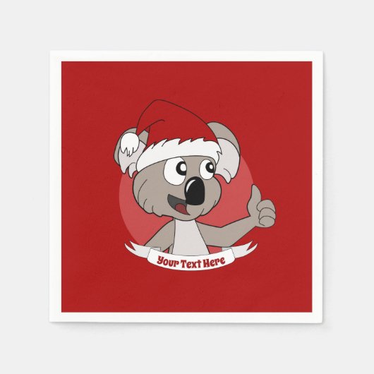Serviette En Papier Caricature de koala de Noël (Devant)