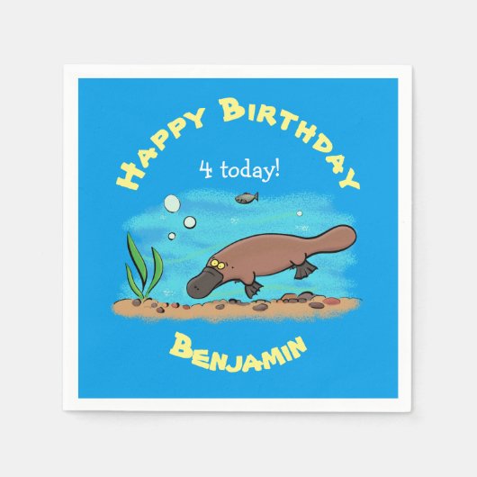 Serviette En Papier Caricature de natation de Cute platypus (Devant)