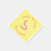 Serviette En Papier Caricature de vers de terre rose joli (Coin)