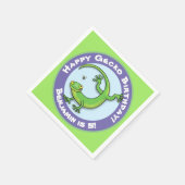 Serviette En Papier Caricature d'escalade gecko vert joyeux (Coin)