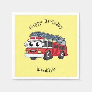 Serviette En Papier Caricature du moteur de feu joyeux