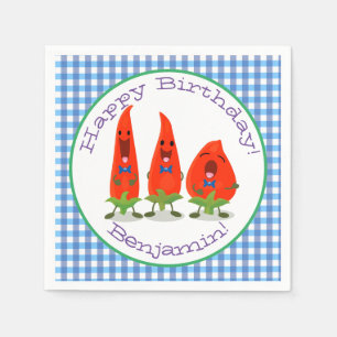 Serviette En Papier Caricature du trio piment chaud mignon